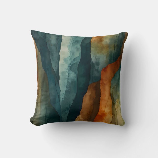 Roest en Blauwgroen Kussen (Voorkant)