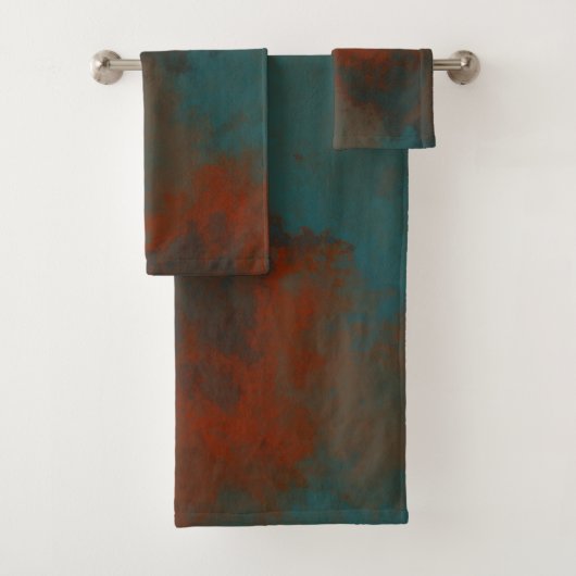 Roest en Blauwgroen Marmer abstract Bad Handdoek (Insitu)