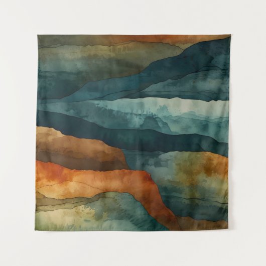 Roest en Blauwgroen Wandkleed (Voorkant (horizontaal))