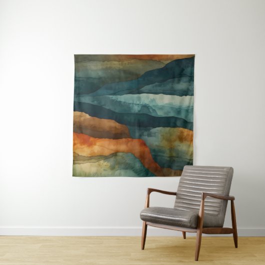 Roest en Blauwgroen Wandkleed (In Situ (horizontaal))