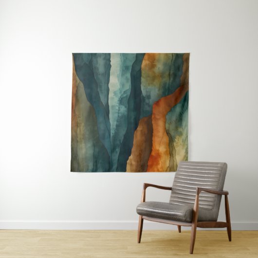 Roest en Blauwgroen Wandkleed (In situ)