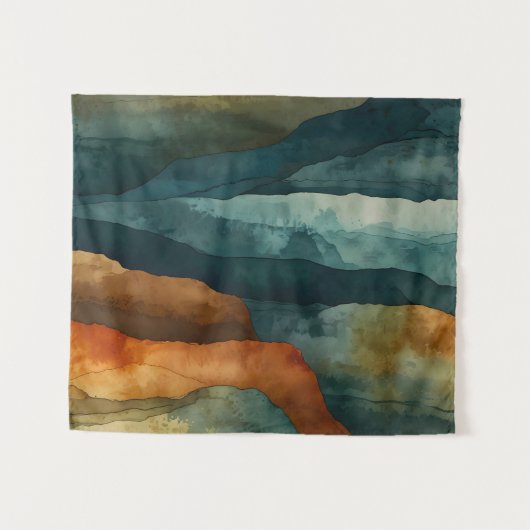 Roest en Blauwgroen Wandkleed (Voorkant (horizontaal))