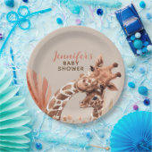 Roest- en bruine boho-giraffe-babyfeest papieren b bordje (Feest)