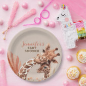 Roest- en bruine boho-giraffe-babyfeest papieren b bordje (Feest)