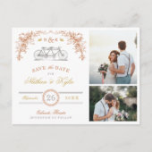 Roest en Honing Fiets 2 Foto Save the Date Aankondigingskaart (Voorkant)