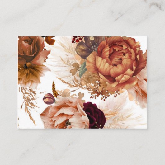 Roest en Terracotta Bloemen Bruiloft Website Kaart Visitekaartje (Achterkant)
