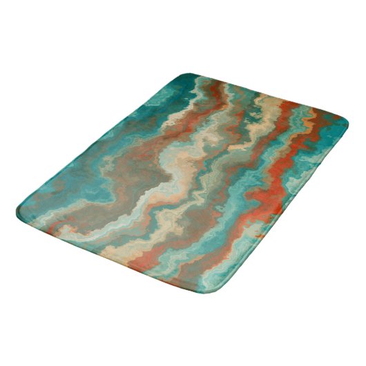 Roest en Turquoise Abstract Badmat (Gekanteld)