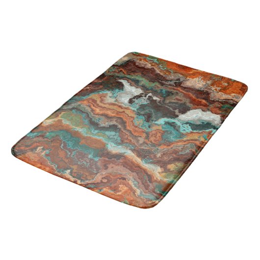 Roest en Turquoise Abstract Badmat (Gekanteld)