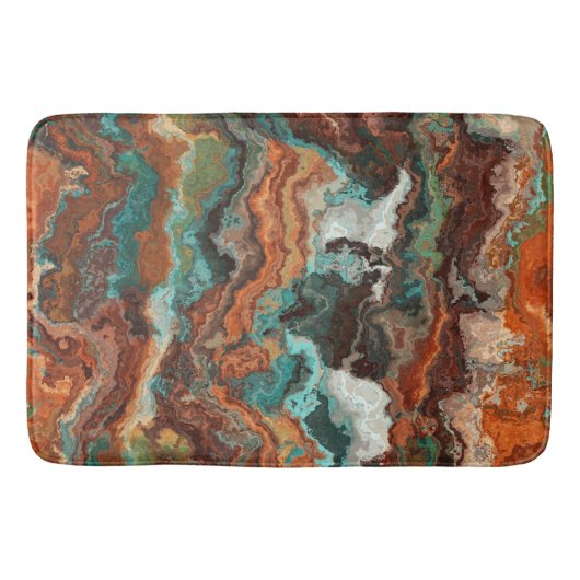 Roest en Turquoise Abstract Badmat (Voorkant)