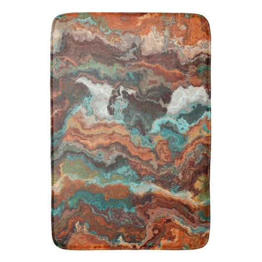 Roest en Turquoise Abstract Badmat (Voorkant Verticaal)