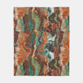 Roest en Turquoise Abstract Fleece Deken (Voorkant)