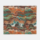 Roest en Turquoise Abstract Fleece Deken (Voorkant (Horizontaal))