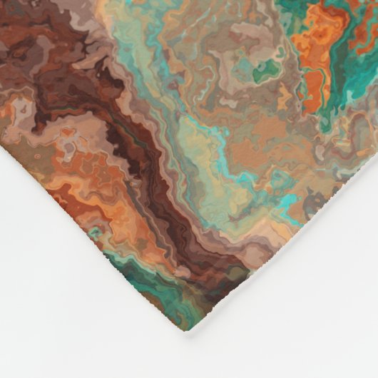 Roest en Turquoise Abstract Fleece Deken (Hoek)