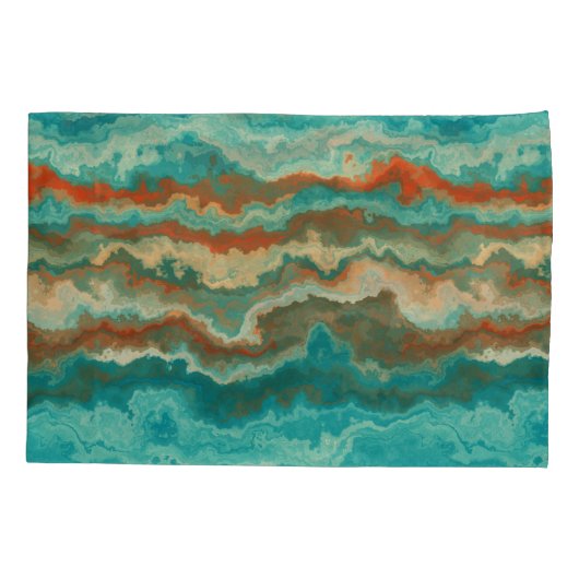 Roest en Turquoise Abstract Kussensloop (Achterkant)