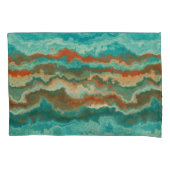 Roest en Turquoise Abstract Kussensloop (Voorkant)