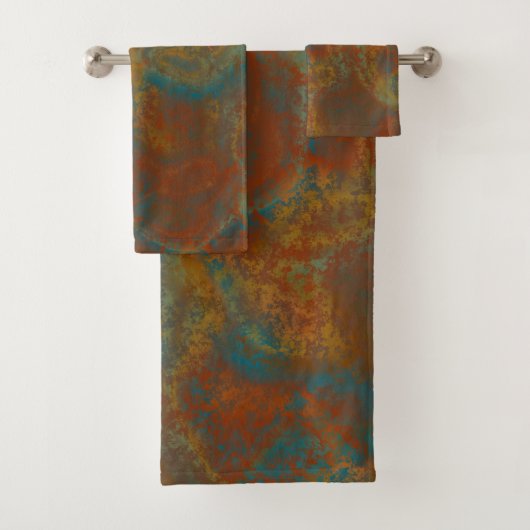 Roest en Turquoise Marmer abstract 4 Bad Handdoek (Insitu)