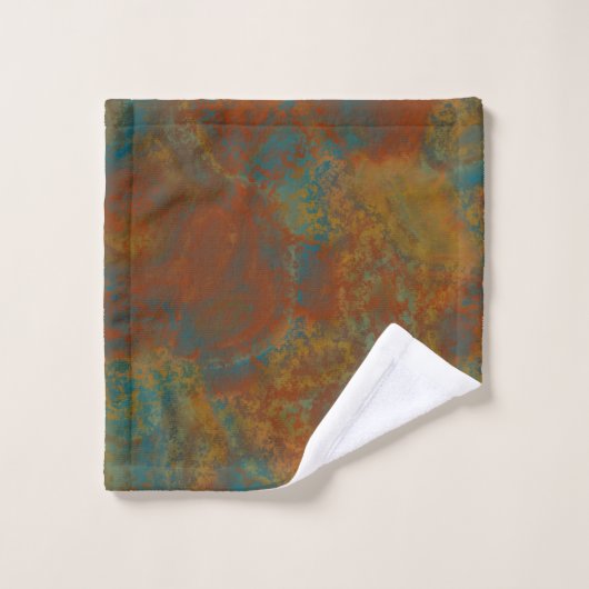 Roest en Turquoise Marmer abstract 4 Bad Handdoek (Wasdoekje)