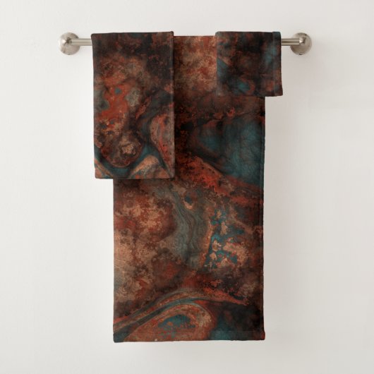 Roest en Turquoise Stone Abstract Bad Handdoek (Insitu)