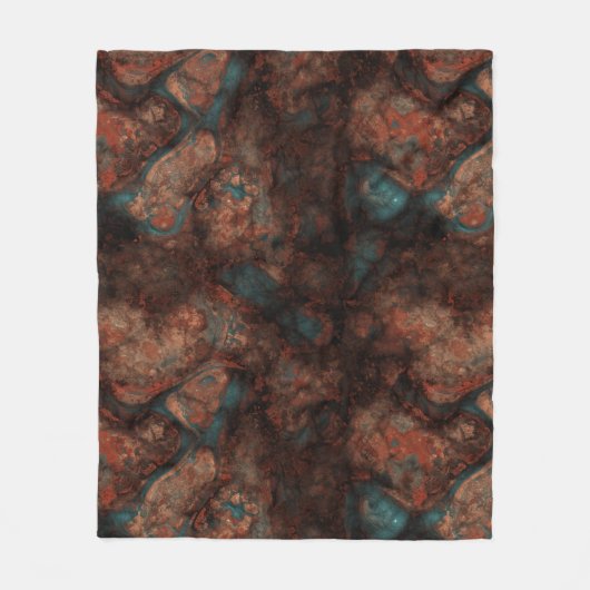 Roest en Turquoise Stone Abstract Fleece Deken (Voorkant)