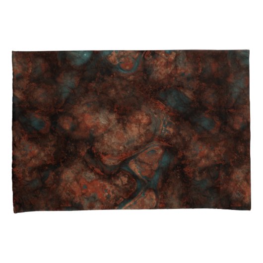 Roest en Turquoise Stone Abstract Kussensloop (Voorkant-Rechts)