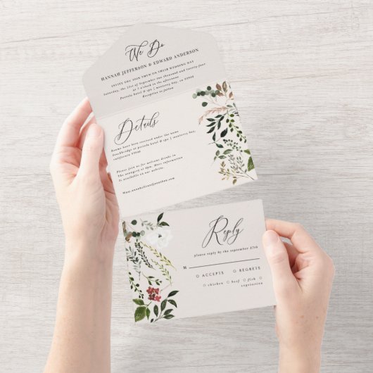 roest florale herfst in één uitnodiging (Afscheurbaar)