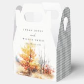 Roest geel herfst Herfst landschap geruite bruilof Bedankdoosjes (Geopend)