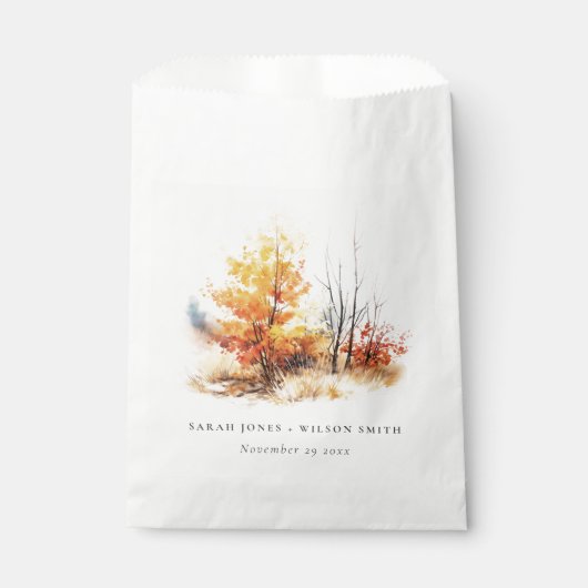 Roest geel herfst Herfst landschap geruite bruilof Bedankzakje (Voorkant)