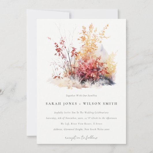 Roest geel herfst Herfst landschap geruite bruilof Kaart (Voorkant)