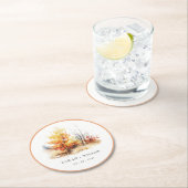 Roest geel herfst Herfst landschap geruite bruilof Ronde Kartonnen Onderzetter (Insitu)