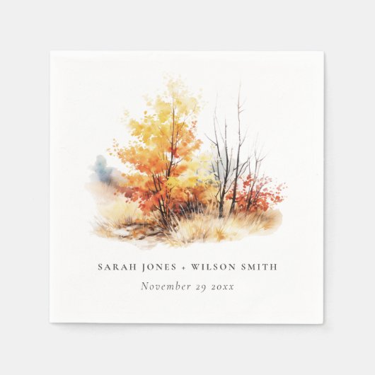 Roest geel herfst Herfst landschap geruite bruilof Servet (Voorkant)