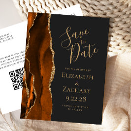 Roest Goud Agat Leisteen Zwart QR Code Bewaar de D Aankondigingskaart