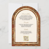 Roest Goud Marokkaanse QR Code Sikh Boog Huwelijk Kaart (Achterkant)