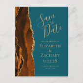 Roest Gouden Agaat Blauwgroen Blauwe QR Code Sla d Aankondigingskaart (Voorkant)