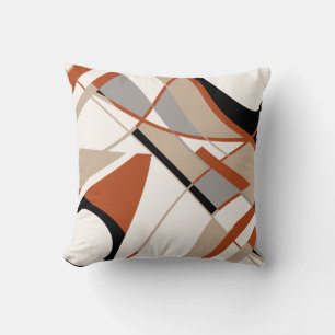 Roest grijs Taupe zwart wit vet schuin Abstract Kussen
