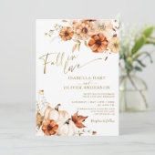 Roest Herfst In Love Cream Pompoen bruiloft uitnod Kaart (Staand voorkant)