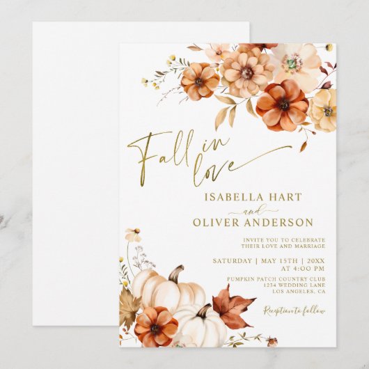 Roest Herfst In Love Cream Pompoen bruiloft uitnod Kaart (Voorkant / Achterkant)