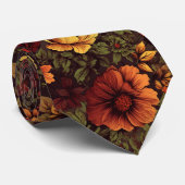 Roest Kleur Bloemen Print #2 Stropdas (Opgerold)