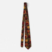 Roest Kleur Bloemen Print #2 Stropdas (Achterkant)