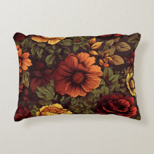 Roest kleur  bloemenprint accent kussen