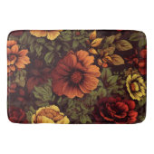 Roest kleur  bloemenprint badmat (Voorkant)