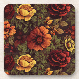 Roest kleur bloemenprint bier onderzetter