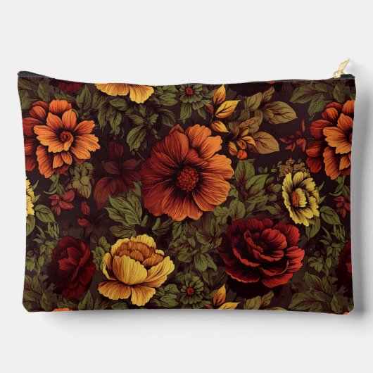 Roest kleur  bloemenprint etui (Achterkant)