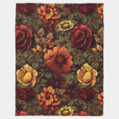 Roest kleur  bloemenprint fleece deken (Voorkant)