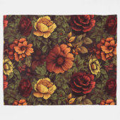 Roest kleur  bloemenprint fleece deken (Voorkant (Horizontaal))