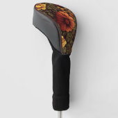 Roest kleur bloemenprint golfheadcover (Schuin)