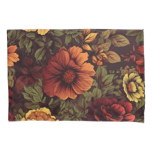 Roest kleur  bloemenprint kussensloop (Voorkant)