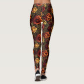 Roest kleur  bloemenprint leggings (Achterkant)