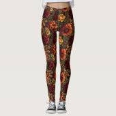 Roest kleur  bloemenprint leggings (Voorkant)