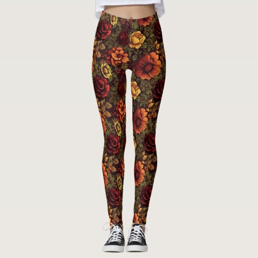 Roest kleur  bloemenprint leggings