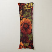 Roest kleur  bloemenprint lichaamskussen (Voorkant Verticaal)